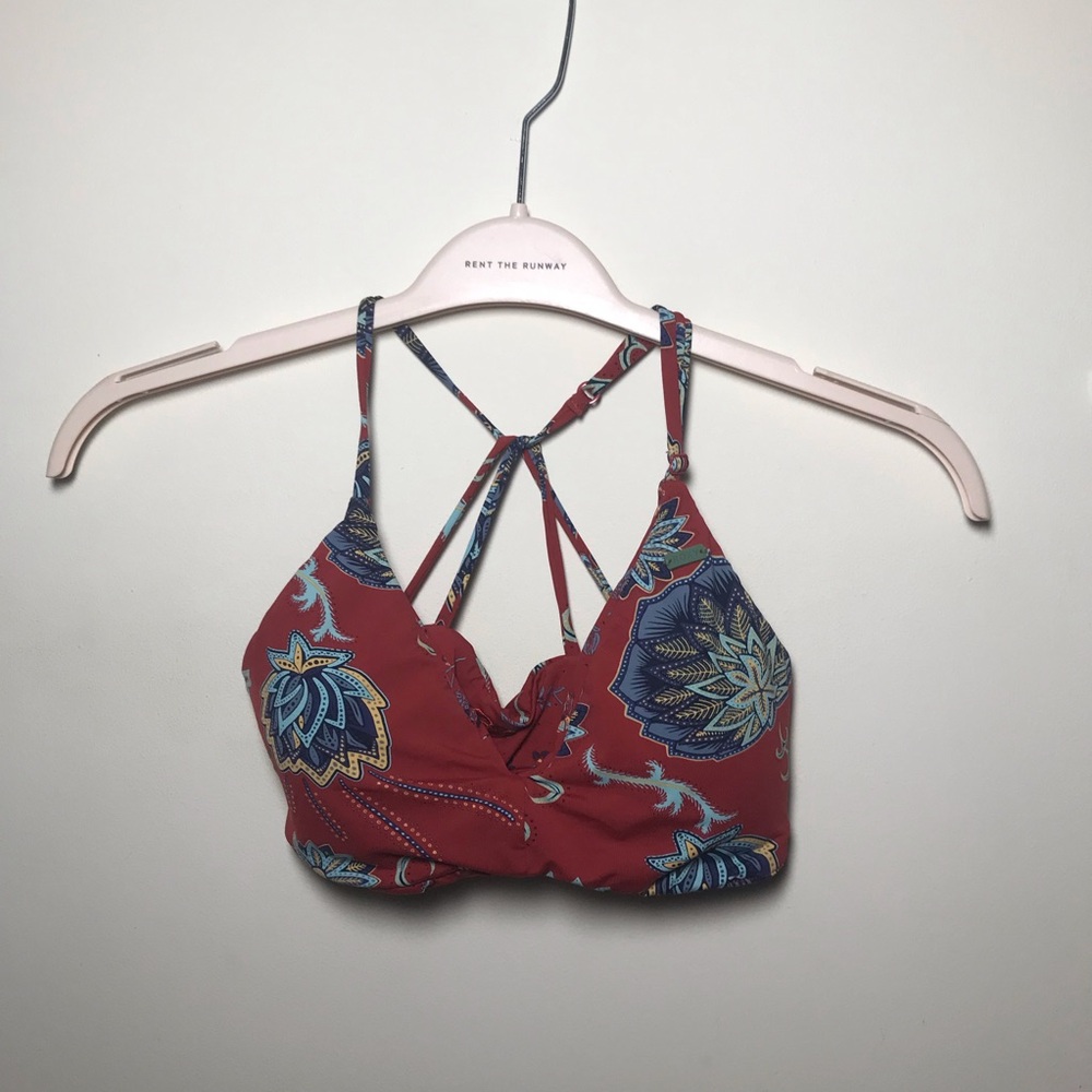 Reversible Roxy bikini top XS S cross back boho bohemian floral print